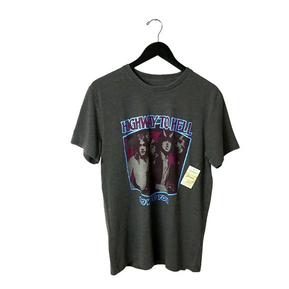 NWT Lucky Brand x ACDC Highway To Hell World Tour T Shirt Adult Gray Medium Rock